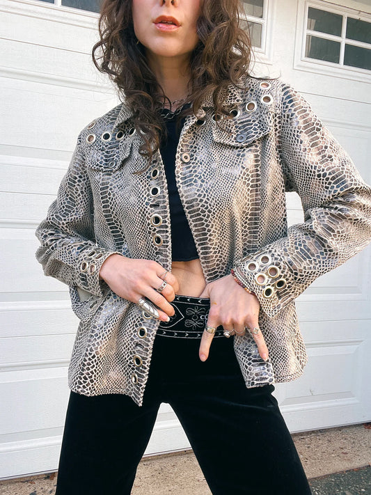 Grommeted Snakeskin Jacket