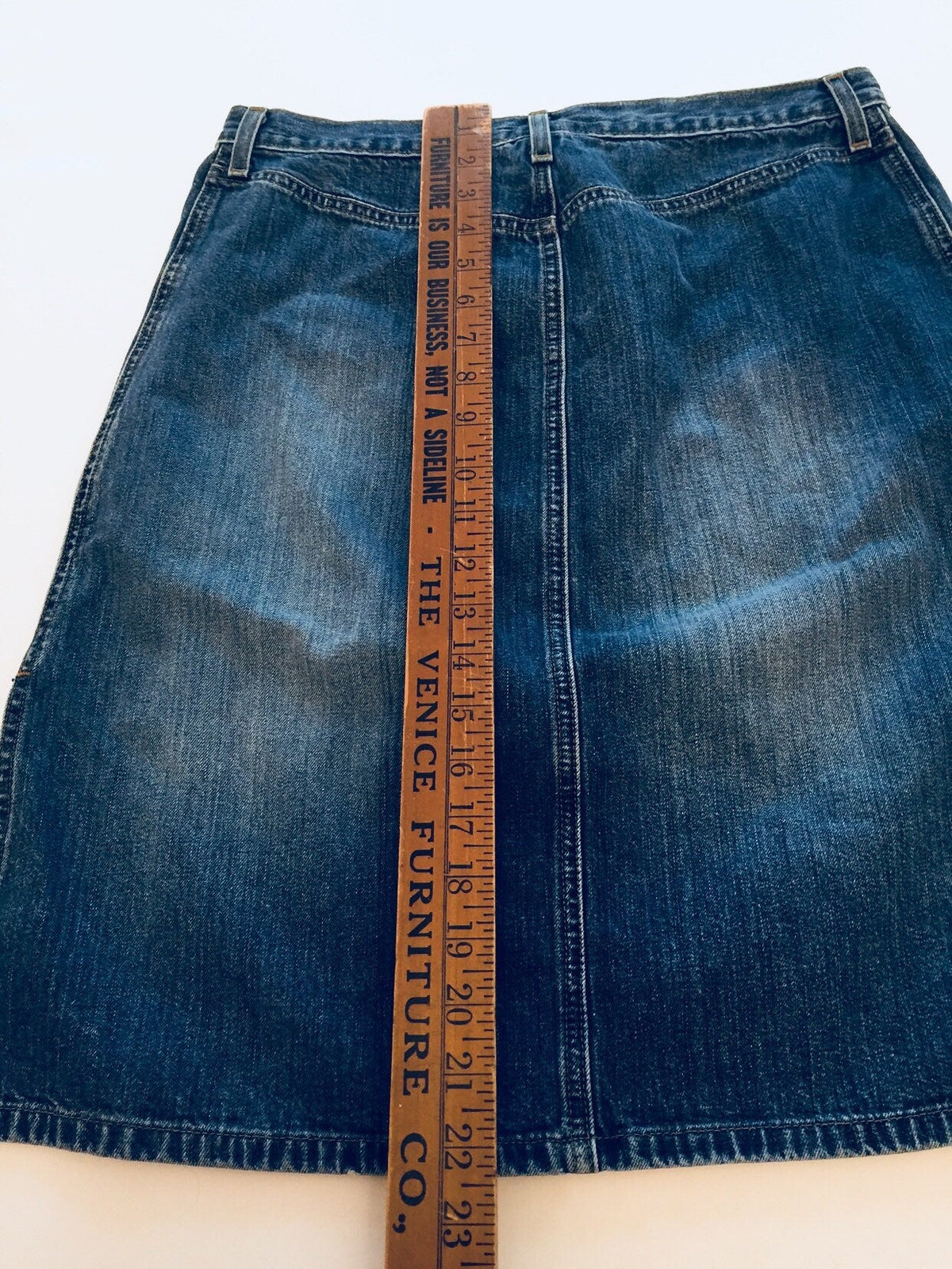 Hand Painted Folk Art Angel Denim Skirt by Dee Couture, photo 4