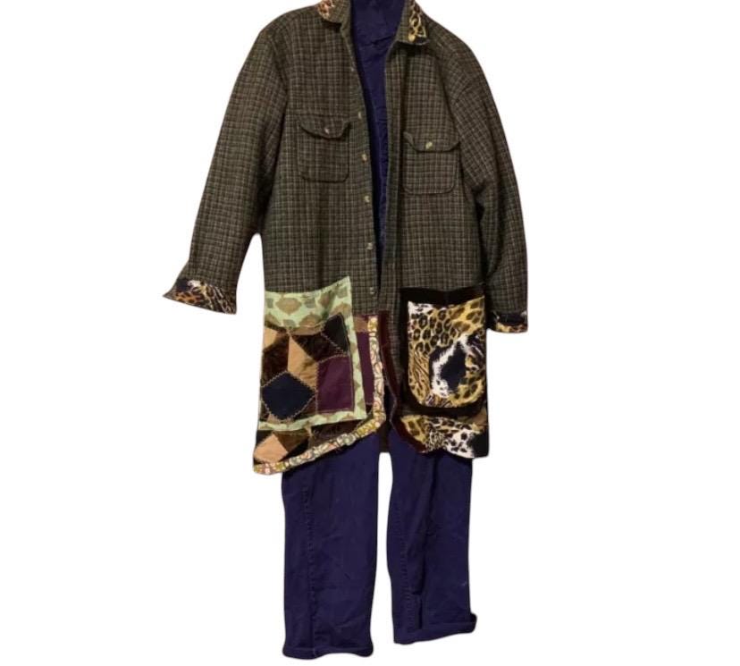 Upcycled Flannel Crazy Quilt Duster Shacket by Dee Couture, photo 3