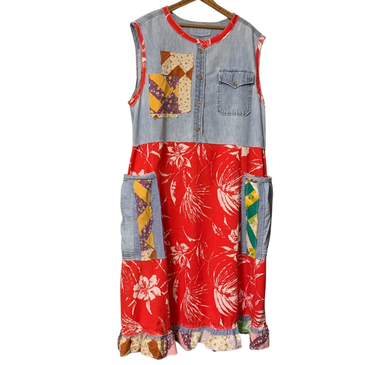 Upcycled Barkcloth Quilt Patchwork Dress by Dee Couture