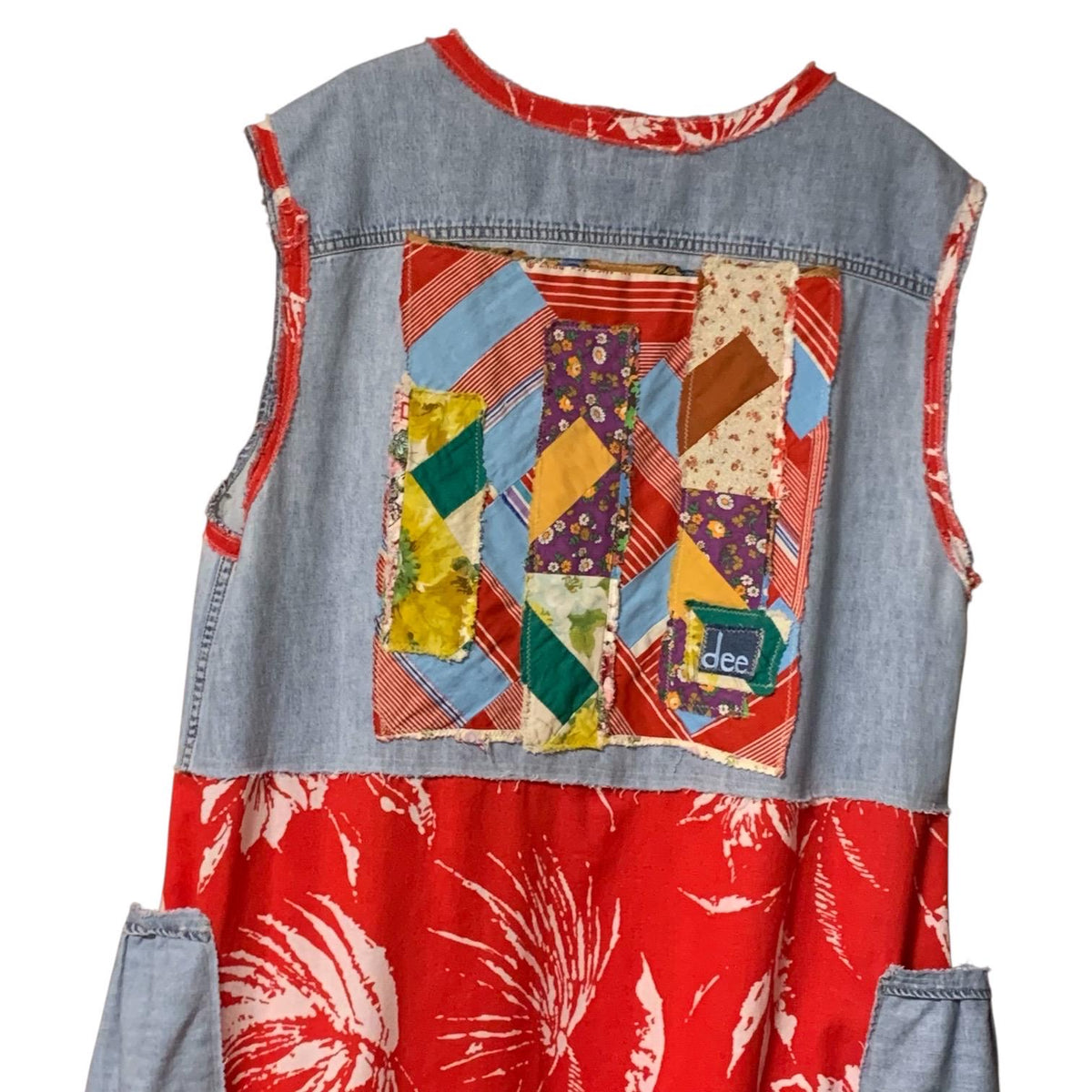 Upcycled Barkcloth Quilt Patchwork Dress by Dee Couture, photo 4