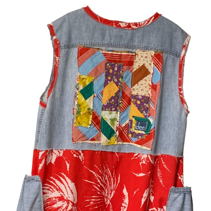 Upcycled Barkcloth Quilt Patchwork Dress by Dee Couture, photo 4