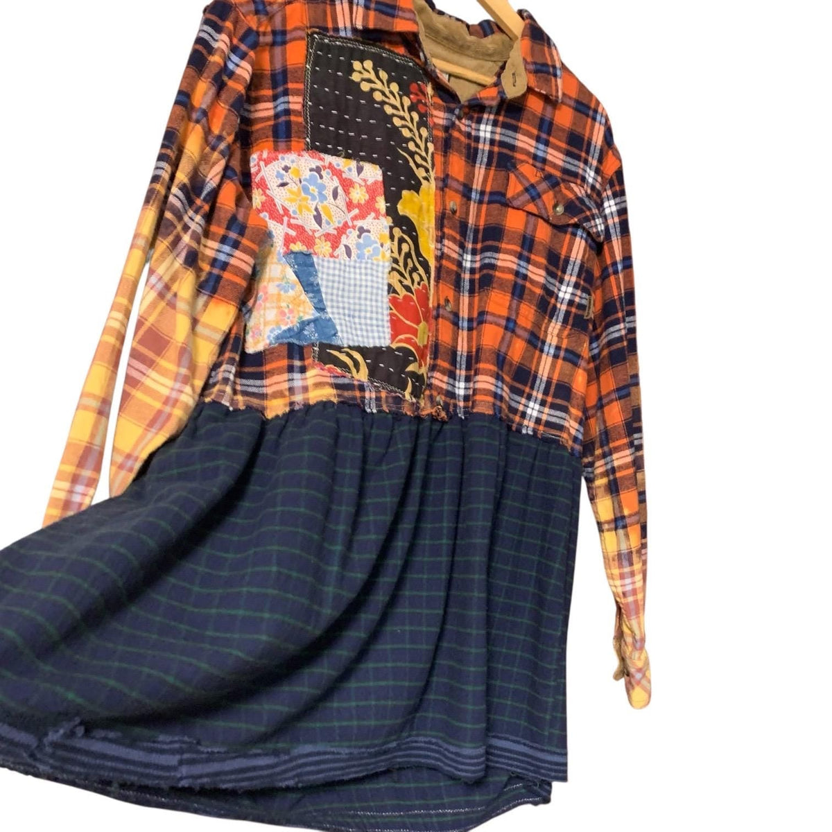 Upcycled Plaid Flannel Kantha Tunic by Dee Couture, photo 3