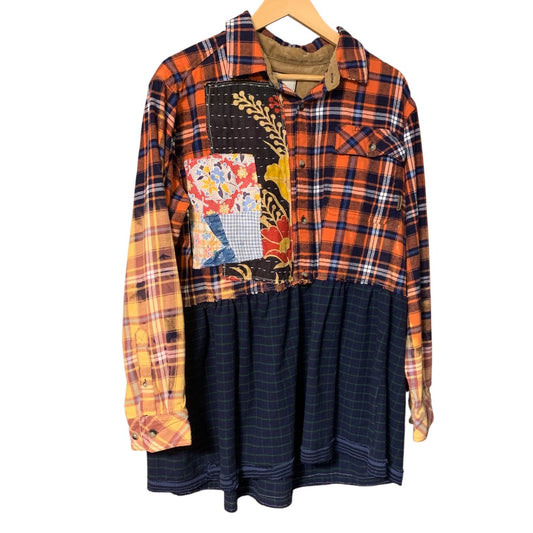 Upcycled Plaid Flannel Kantha Tunic by Dee Couture