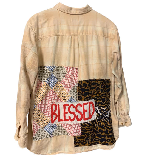 Blessed Hand Painted Flannel Shacket by Dee Couture
