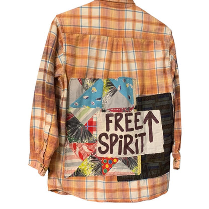 Hand Painted Patchwork Flannel Shacket by Dee Couture