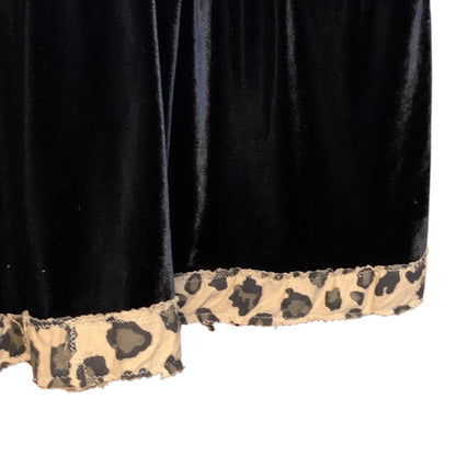 Upcycled Mushroom Tunic Dress L Velvet Hem Boho Pullover
