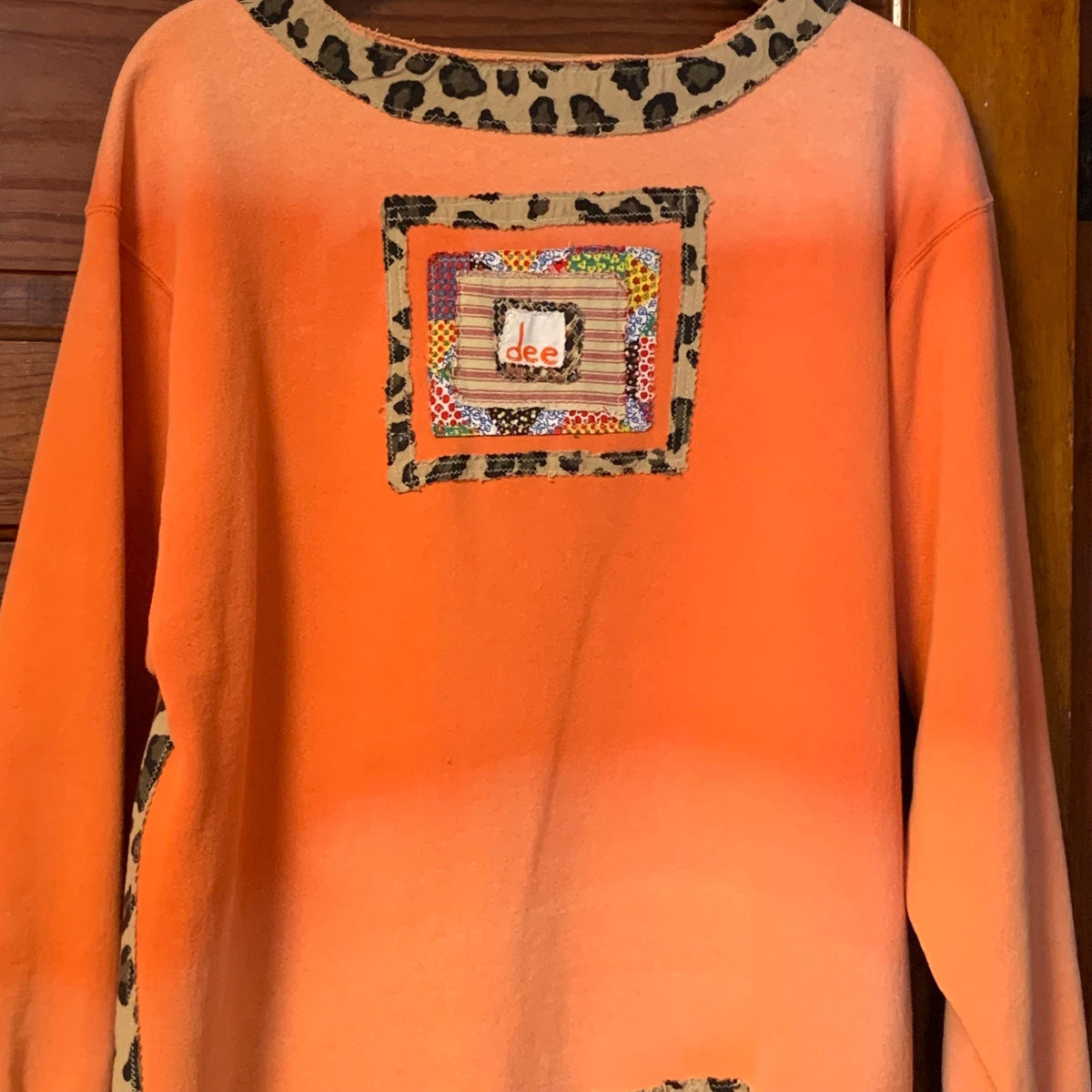 Upcycled Mushroom Tunic Dress 2X Velvet Hem Boho Pullover