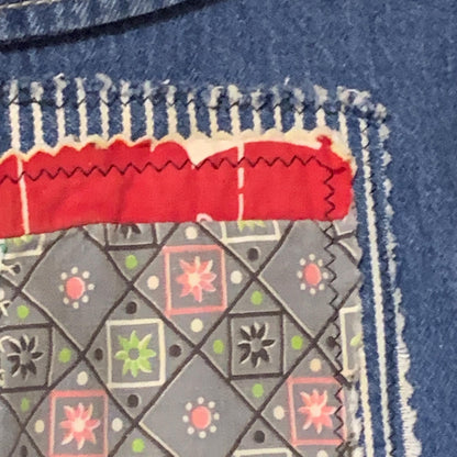 Upcycled Maxi Dress XL Denim and Flannel Boho Patchwork
