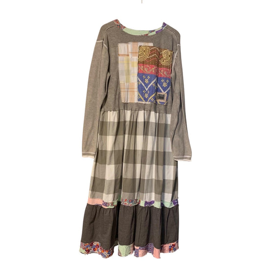 Upcycled Maxi Dress XL Handmade Boho Patchwork Art to Wear Gypsy Cowgirl