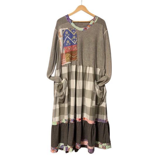 Upcycled Maxi Dress XL Handmade Boho Patchwork Art to Wear Gypsy Cowgirl