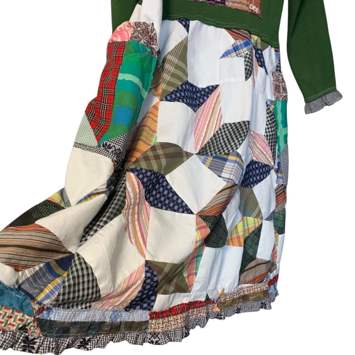 Upcycled Quilt Maxi Dress, Thermal Knit Bodice by Dee Couture, photo 4
