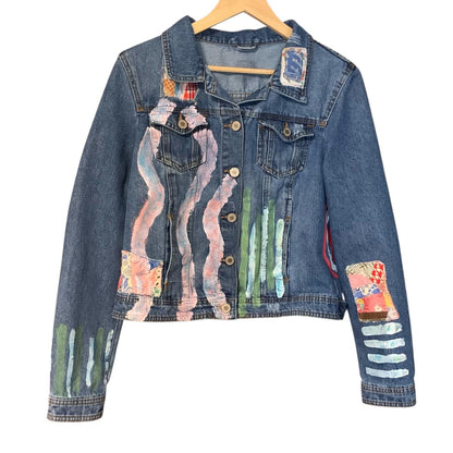Upcycled Denim Jacket, Kantha Quilt Patchwork by Dee Couture