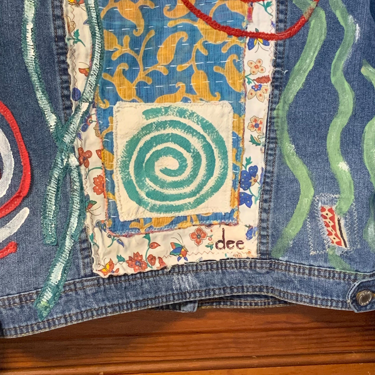 Upcycled Denim Jacket, Kantha Quilt Patchwork by Dee Couture, photo 17