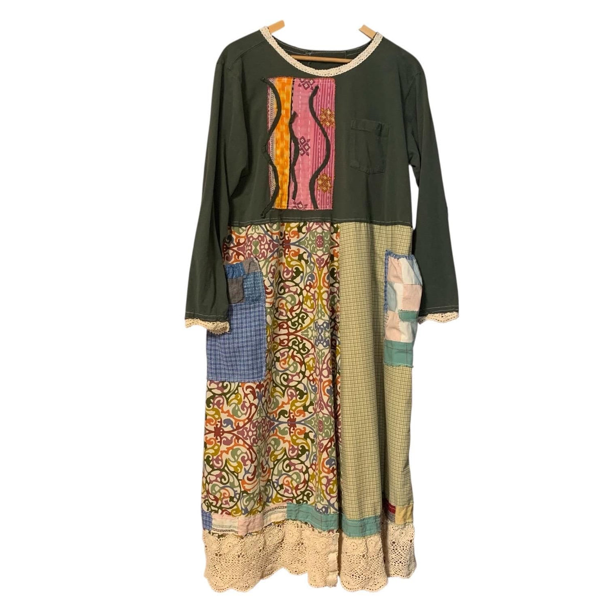 Upcycled Kantha Patchwork Maxi Dress by Dee Couture