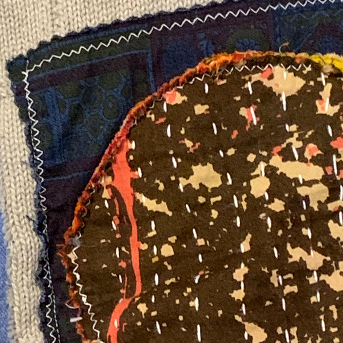 Upcycled Kantha Sweater Patchwork Poncho by Dee Couture, photo 6