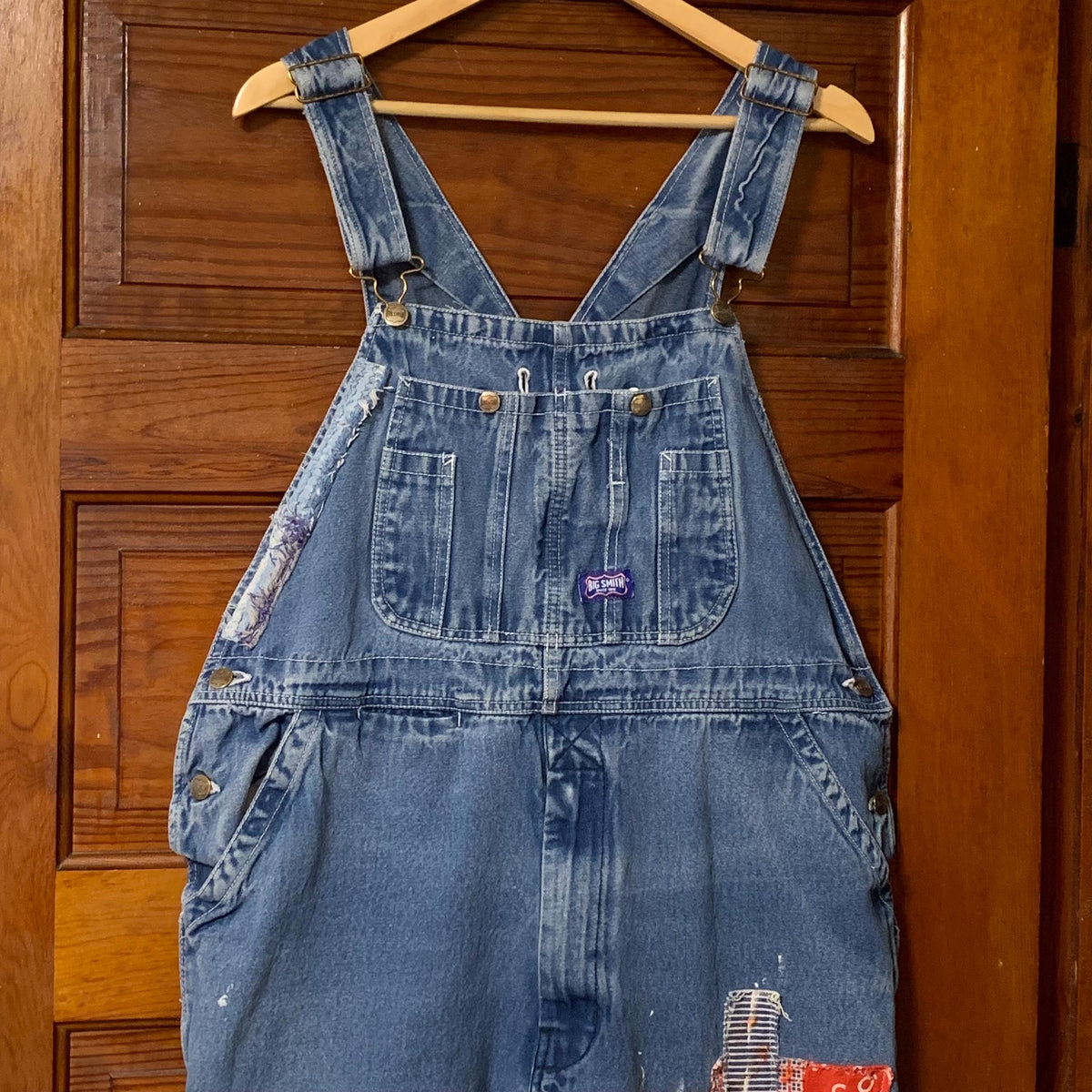 Upcycled Bib Overalls L Texas Gypsy Cowgirl Ruffled Bell Bottom