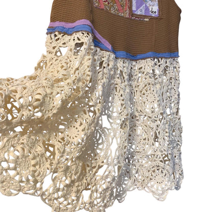 Upcycled Patchwork Duster Vest with Crochet Hem by Dee Couture, photo 6