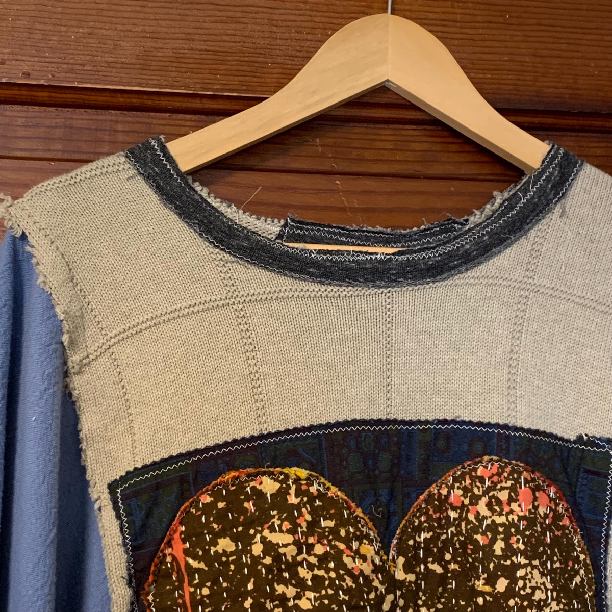 Upcycled Kantha Sweater Patchwork Poncho by Dee Couture, photo 7
