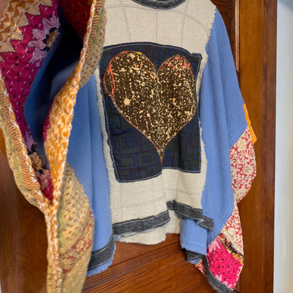 Upcycled Kantha Sweater Patchwork Poncho by Dee Couture, photo 12
