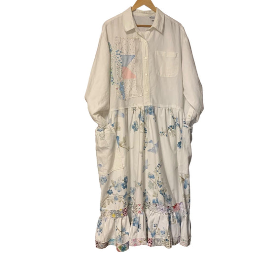 Upcycled Patchwork Linen Prairie Dress by Dee Couture