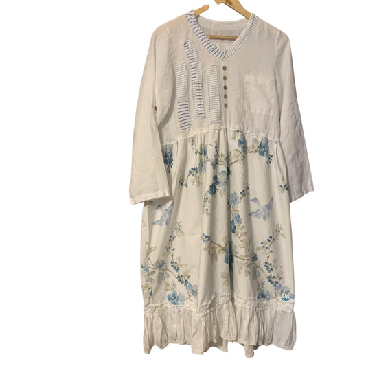 Upcycled Patchwork Linen Prairie Dress by Dee Couture