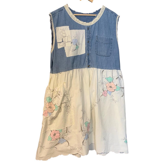 Upcycled Lagenlook Denim Tablecloth Dress by Dee Couture