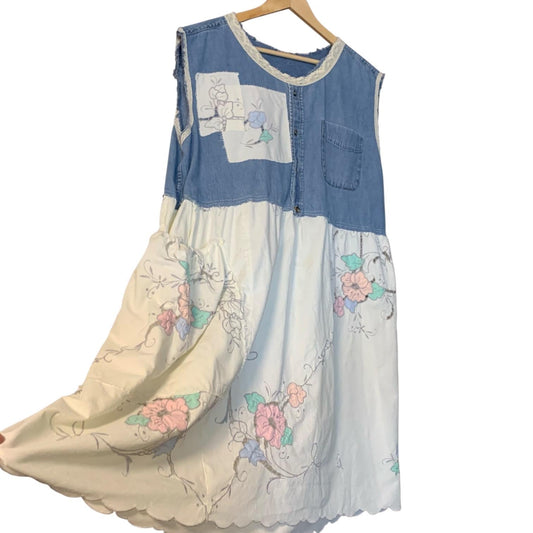 Upcycled Lagenlook Denim Tablecloth Dress by Dee Couture, photo 2
