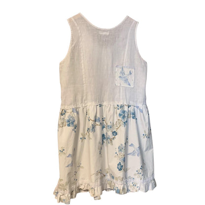 Upcycled Linen Lagenlook Dress, Bird Applique by Dee Couture, photo 2