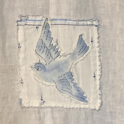 Upcycled Linen Lagenlook Dress, Bird Applique by Dee Couture, photo 8