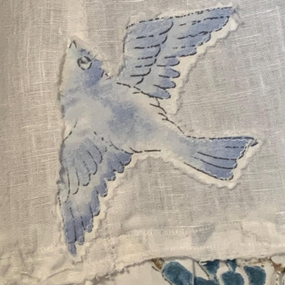 Upcycled Linen Lagenlook Dress, Bird Applique by Dee Couture, photo 7