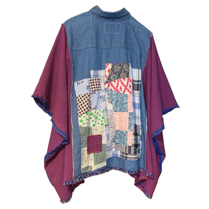 Upcycled Denim Quilt Patchwork Poncho by Dee Couture, photo 2