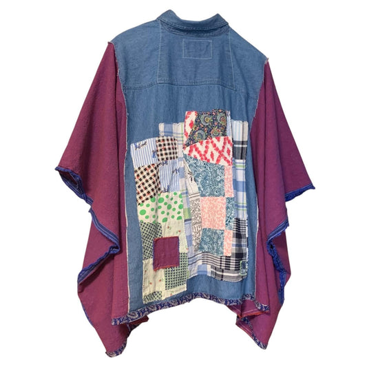 Upcycled Denim Quilt Patchwork Poncho by Dee Couture, photo 2