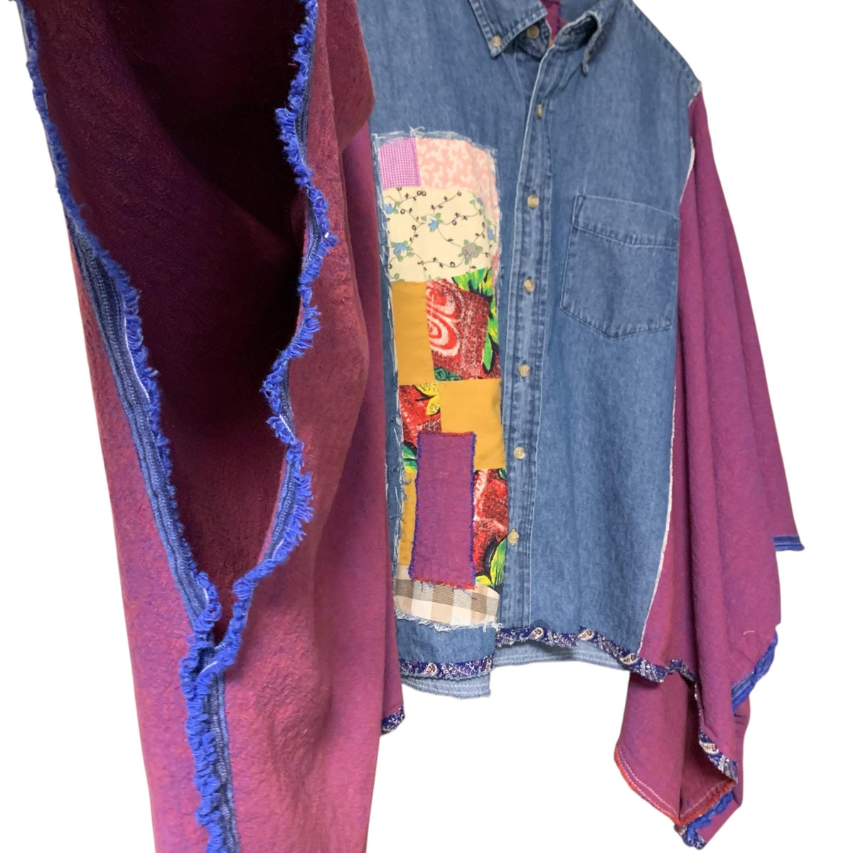 Upcycled Denim Quilt Patchwork Poncho by Dee Couture, photo 4