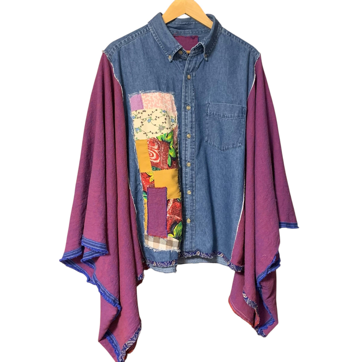 Upcycled Denim Quilt Patchwork Poncho by Dee Couture