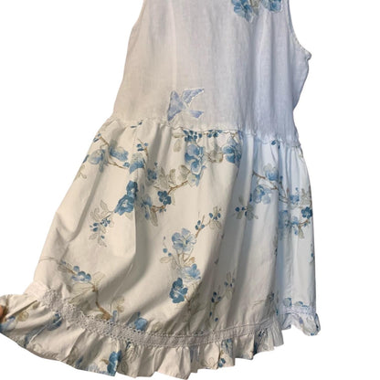 Upcycled Linen Lagenlook Dress, Bird Applique by Dee Couture, photo 3