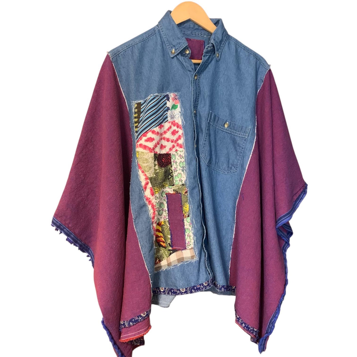 Upcycled Denim Quilt Patchwork Poncho by Dee Couture