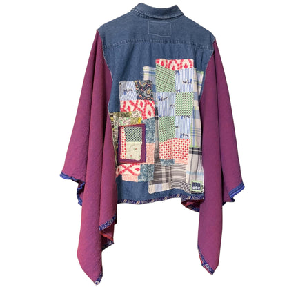 Upcycled Denim Quilt Patchwork Poncho by Dee Couture, photo 2