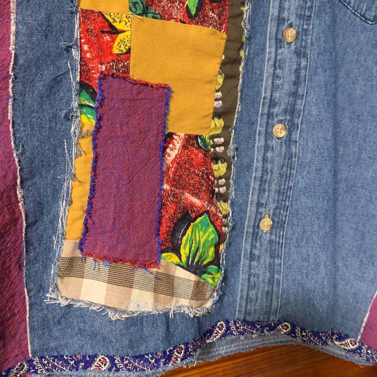 Upcycled Denim Quilt Patchwork Poncho by Dee Couture, photo 14