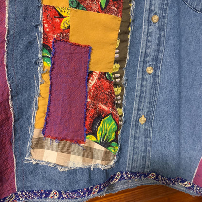 Upcycled Denim Quilt Patchwork Poncho by Dee Couture, photo 14