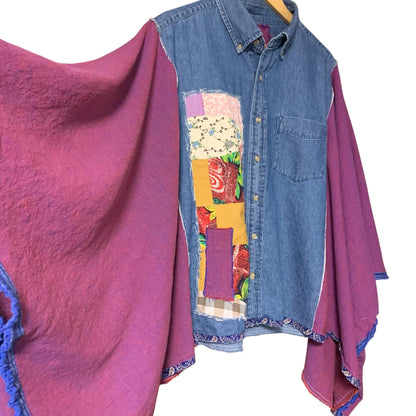 Upcycled Denim Quilt Patchwork Poncho by Dee Couture, photo 7