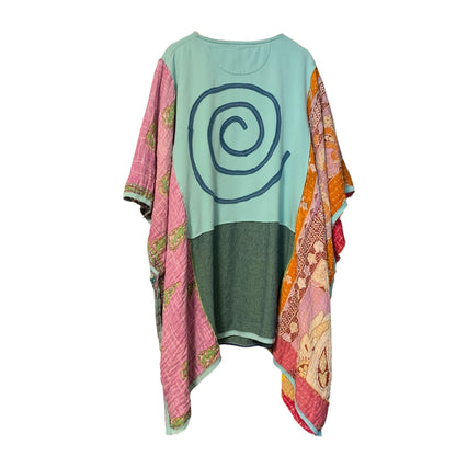 Upcycled Boho Poncho Gypsy Soul Plus Size with Kangaroo Pocket