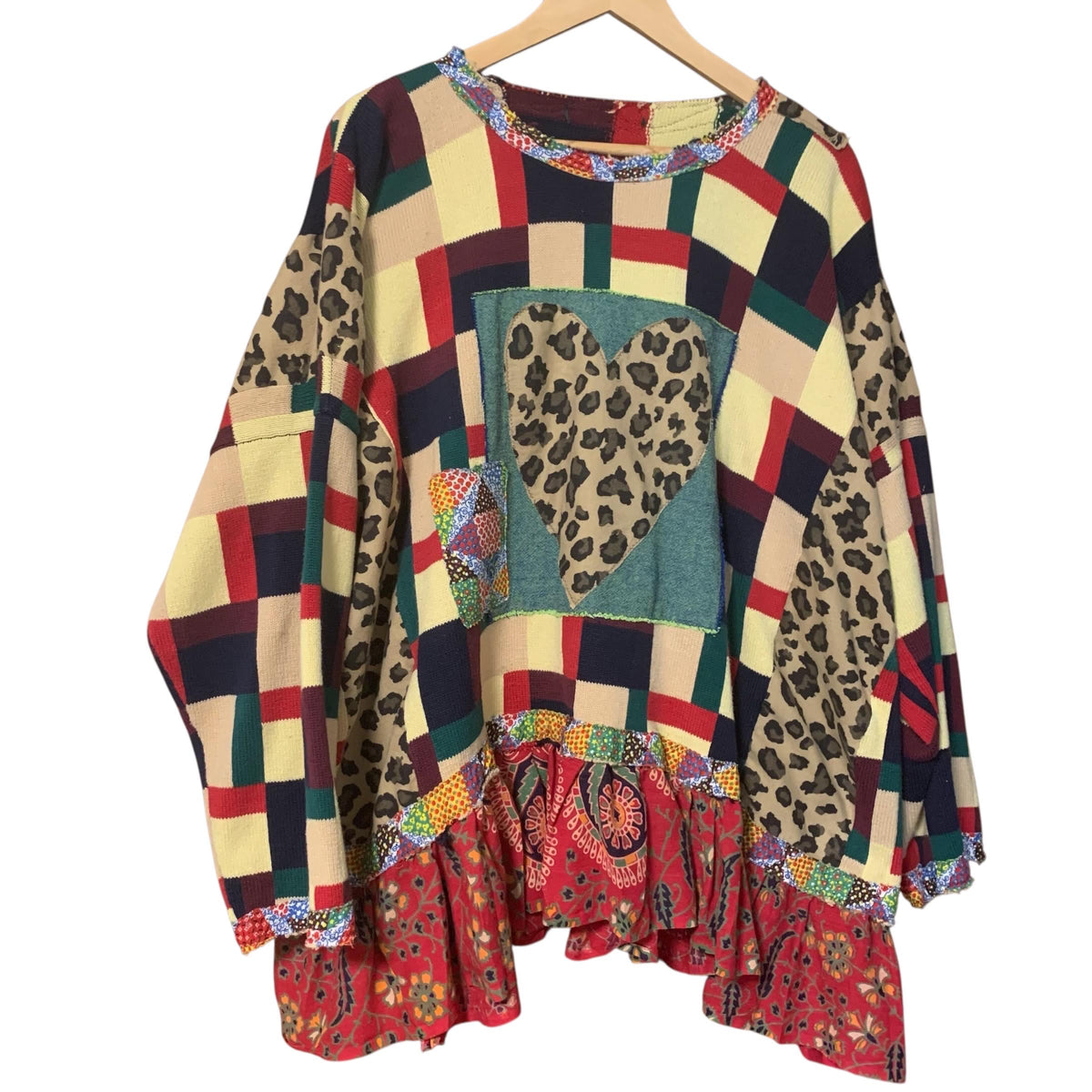 Upcycled Sweater Tunic 2X Plus Size Boho Gypsy Cowgirl