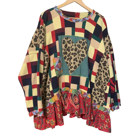 Upcycled Sweater Tunic 2X Plus Size Boho Gypsy Cowgirl