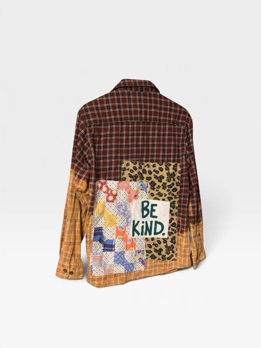 Be Kind Hand Painted Flannel Shacket by Dee Couture
