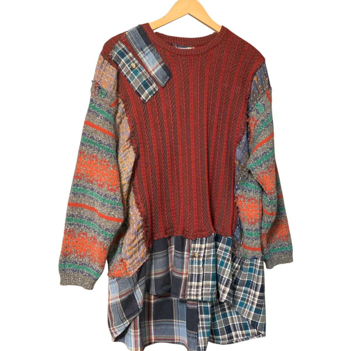 Sweater and Flannel Patchwork Tunic by Dee Couture