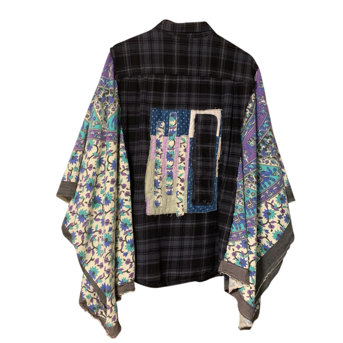 Plaid Flannel Patchwork Poncho by Dee Couture