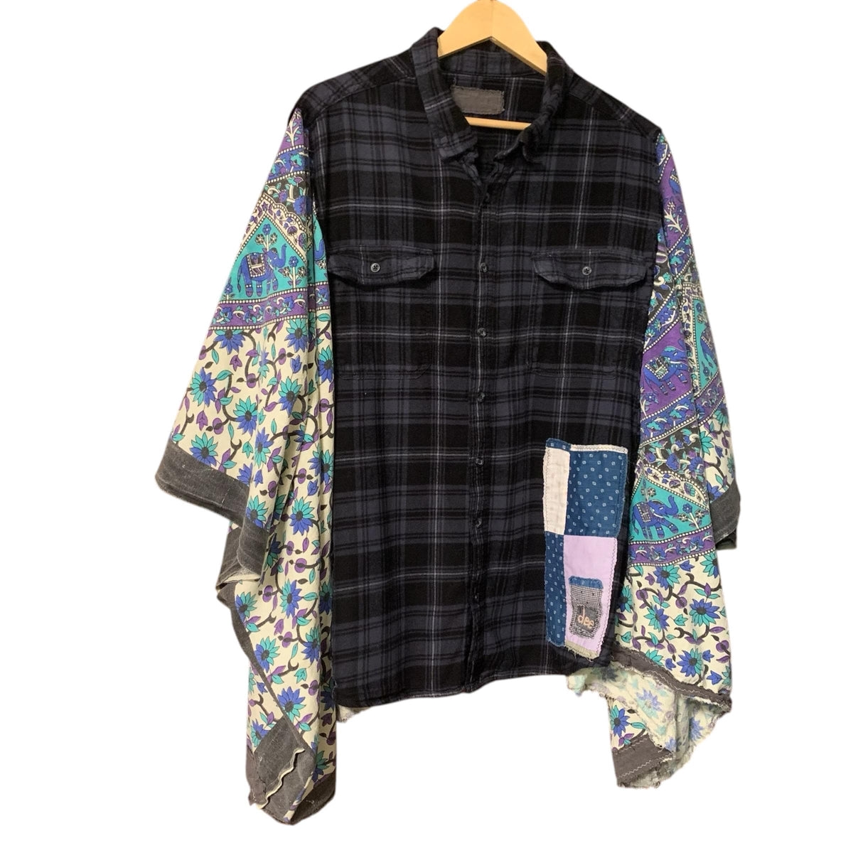 Plaid Flannel Patchwork Poncho by Dee Couture, photo 2