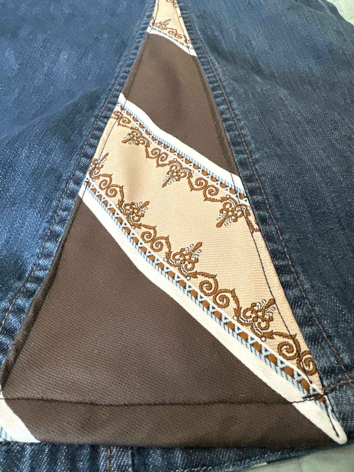 Denim skirt embellished with vintage ties Liz Claiborne sz 12