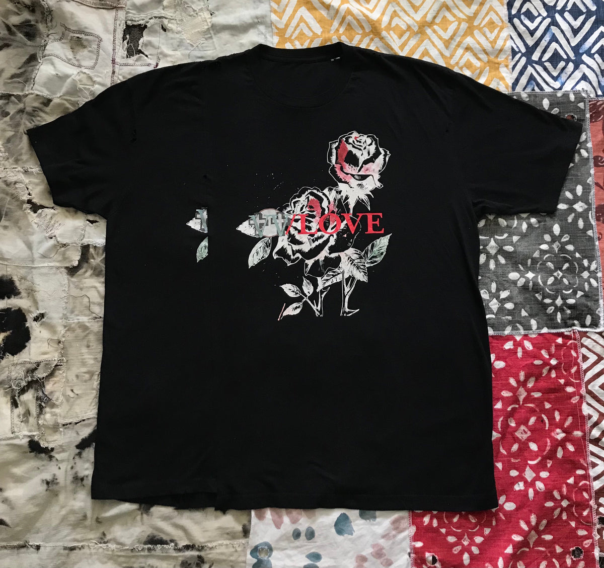 Split Repeat Rose Reconstructed T-Shirt by W/Love